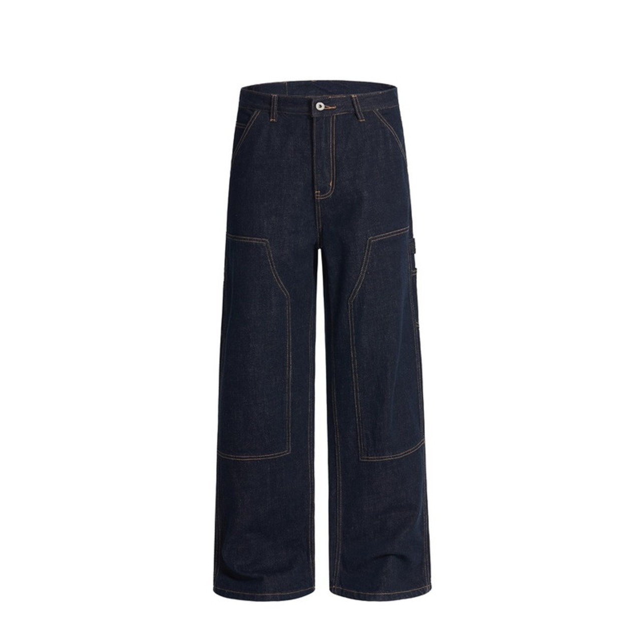 Color Block Wide Straight Denim Pants ◇H0971