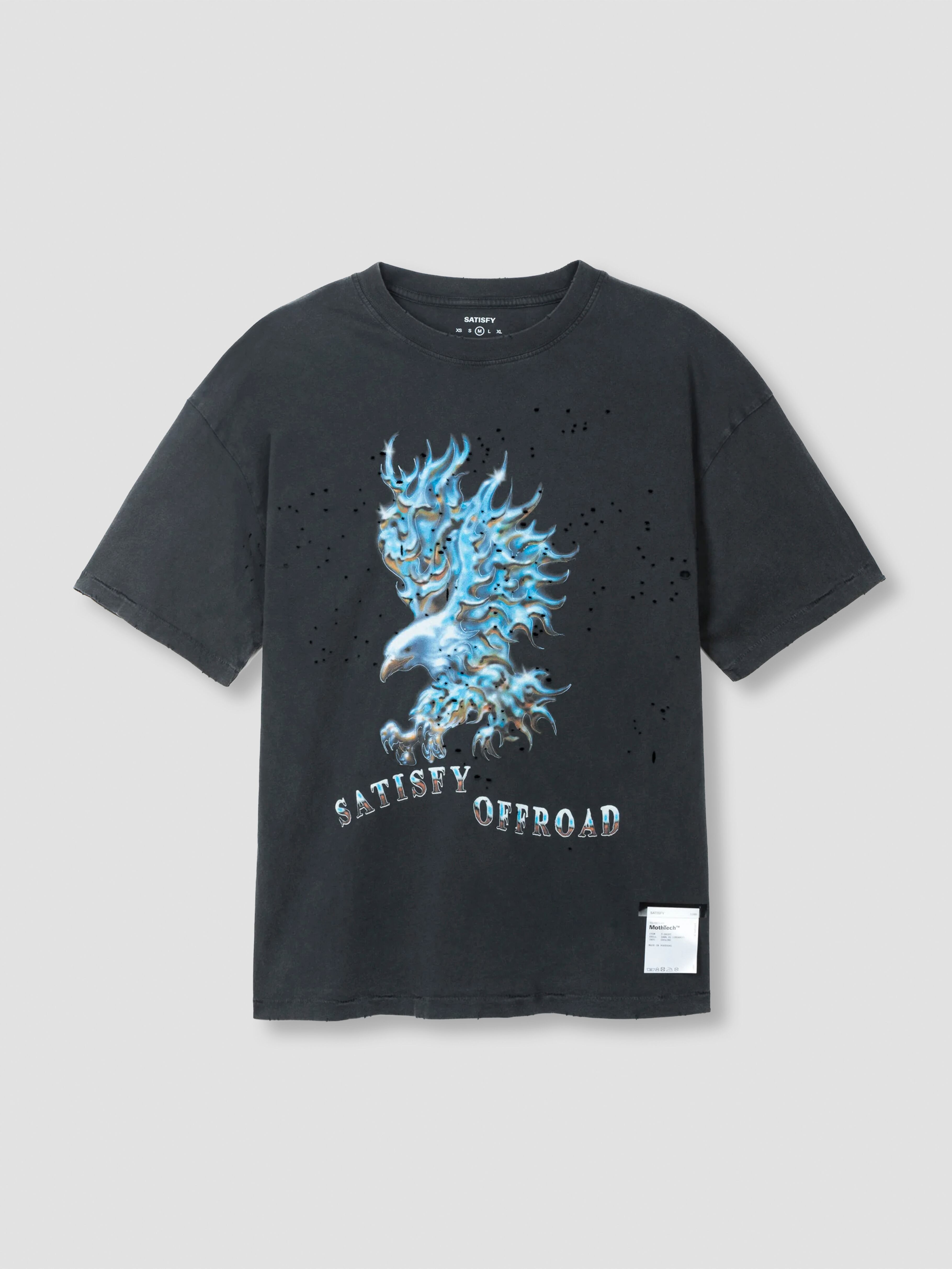 SATISFY MothTech ダメージ半袖 Tシャツ SATISFY MothTech T-Shirt Aged Black 11006-00A15 | BEST PACKING STORE