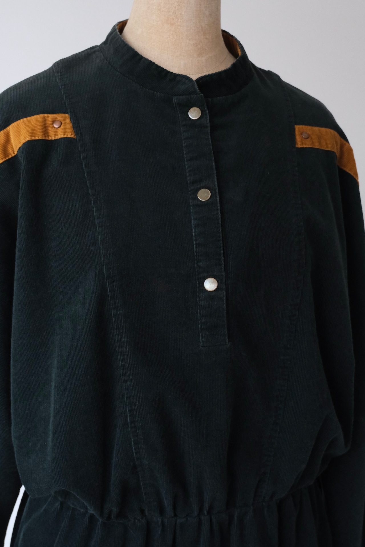 Black corduroy long sleeve shirt dress
