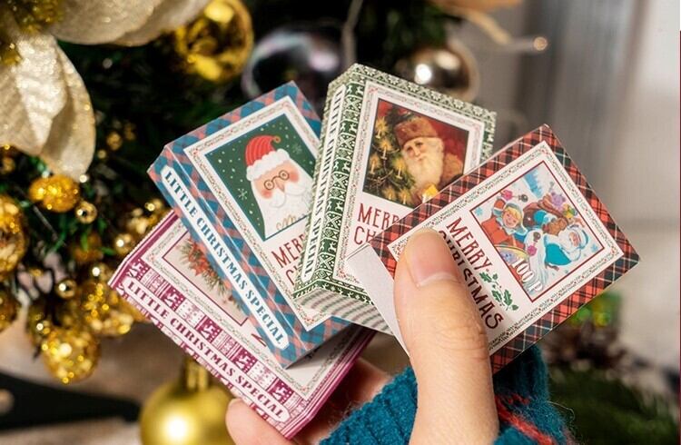 ビンテージ系素材紙 小さなクリスマス特集 4種類 100枚 海外製 レトロ