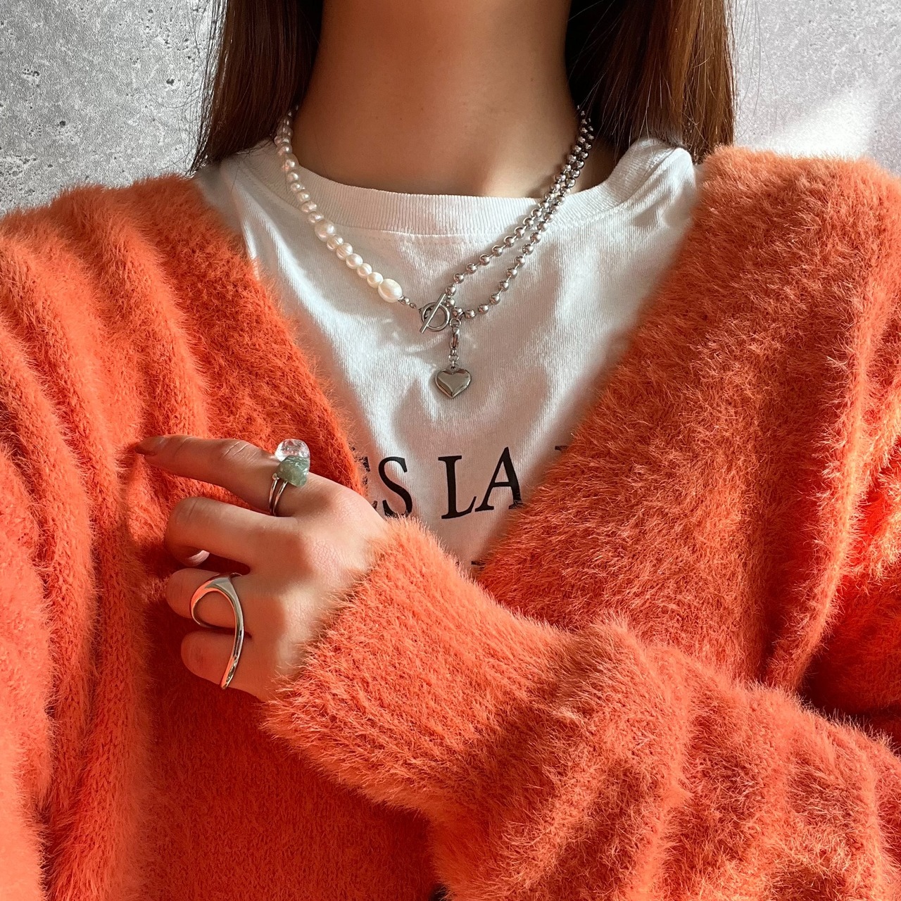 淡水パール ×ボールチェーン 2wayネックレス ［SSN031］