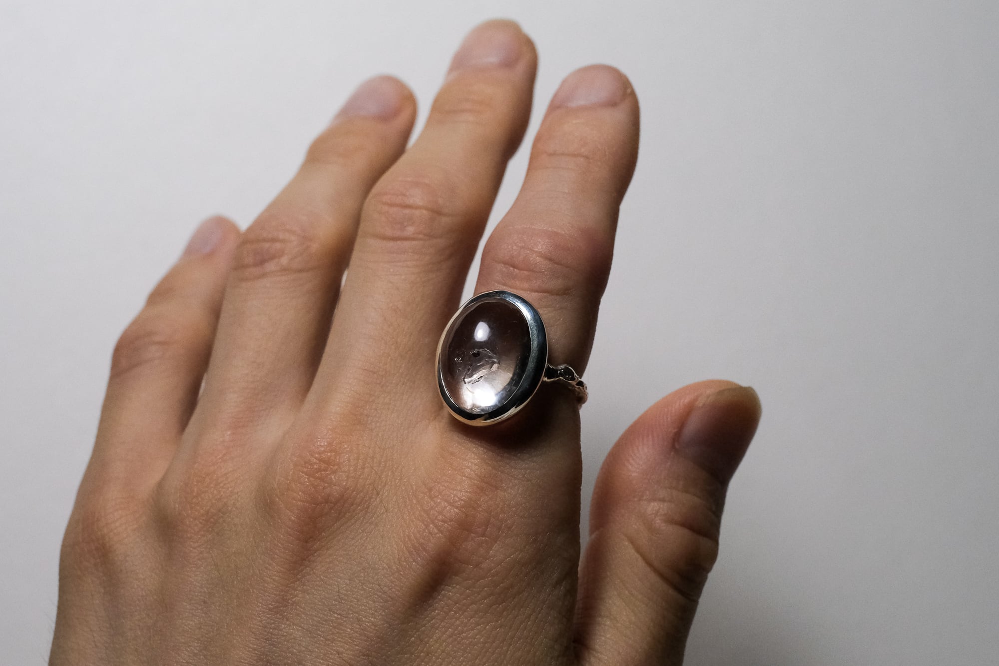 狭間 水入り水晶 リング silver no,373