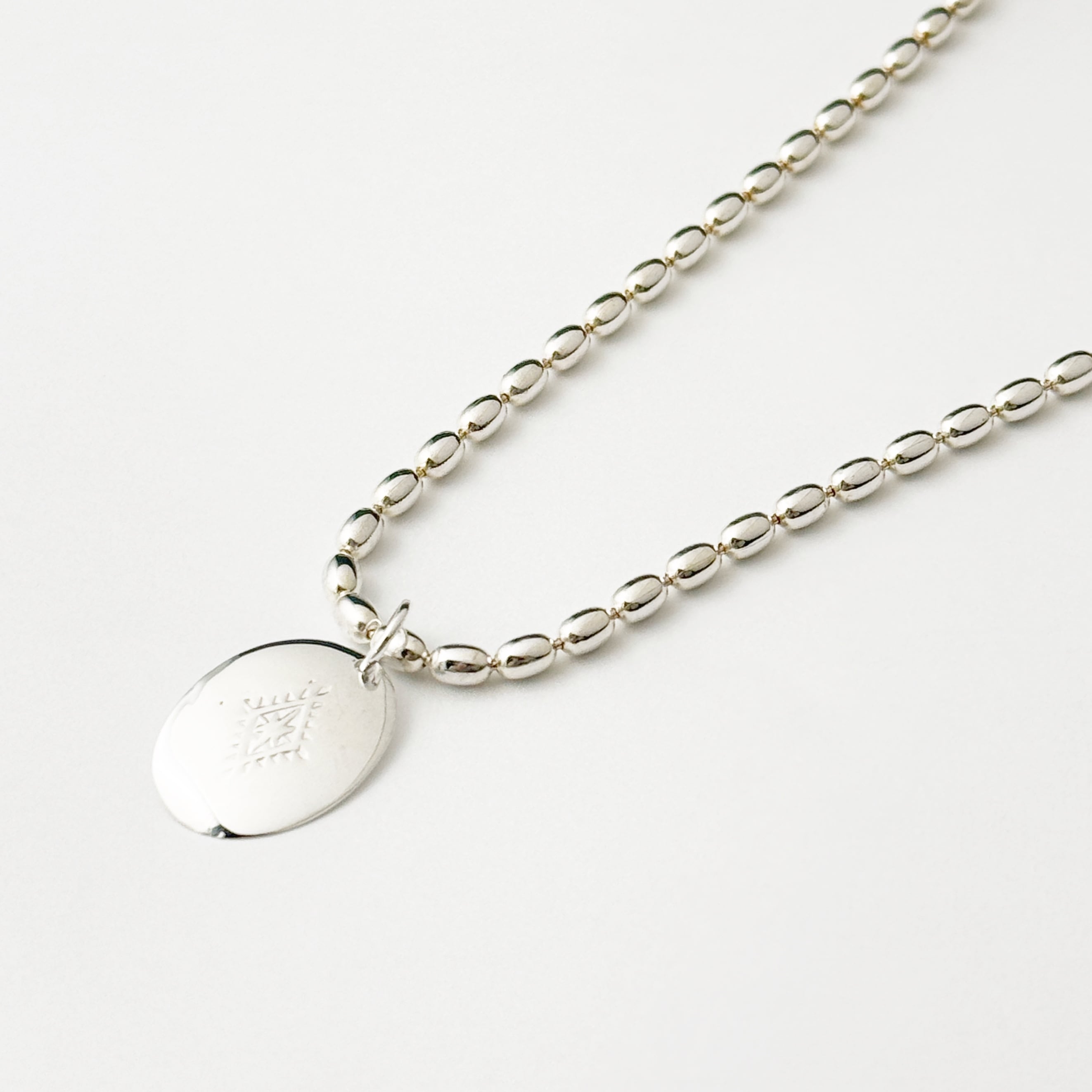 【再入荷】オーバルコンチョ ペンダント with 太ライスチェーン