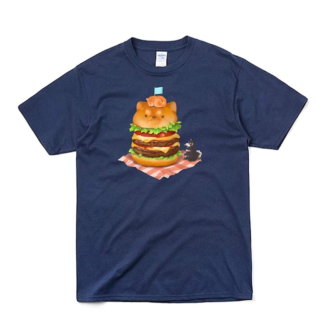 プリントTシャツ　ワンバーガー　ネイビー