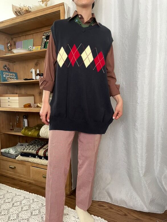 〈natsuさま専用〉アーガイルチェックベスト ネイビー