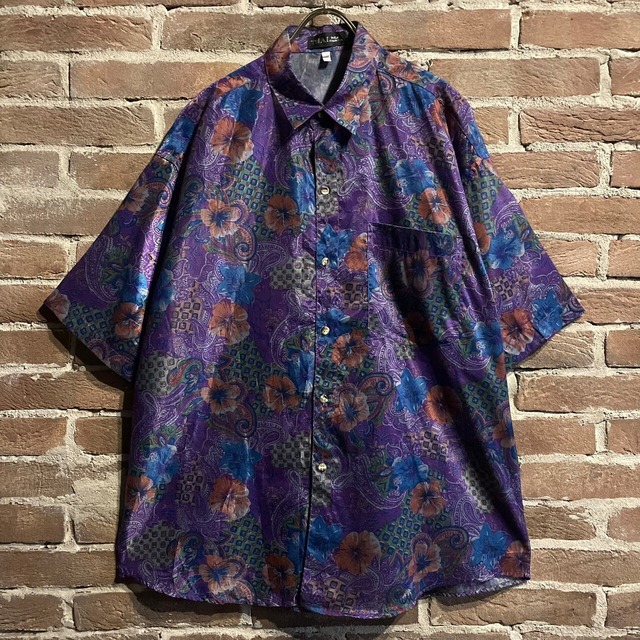 【Caka act3】Flower Pattern Loose S/S Thai Silk Shirt
