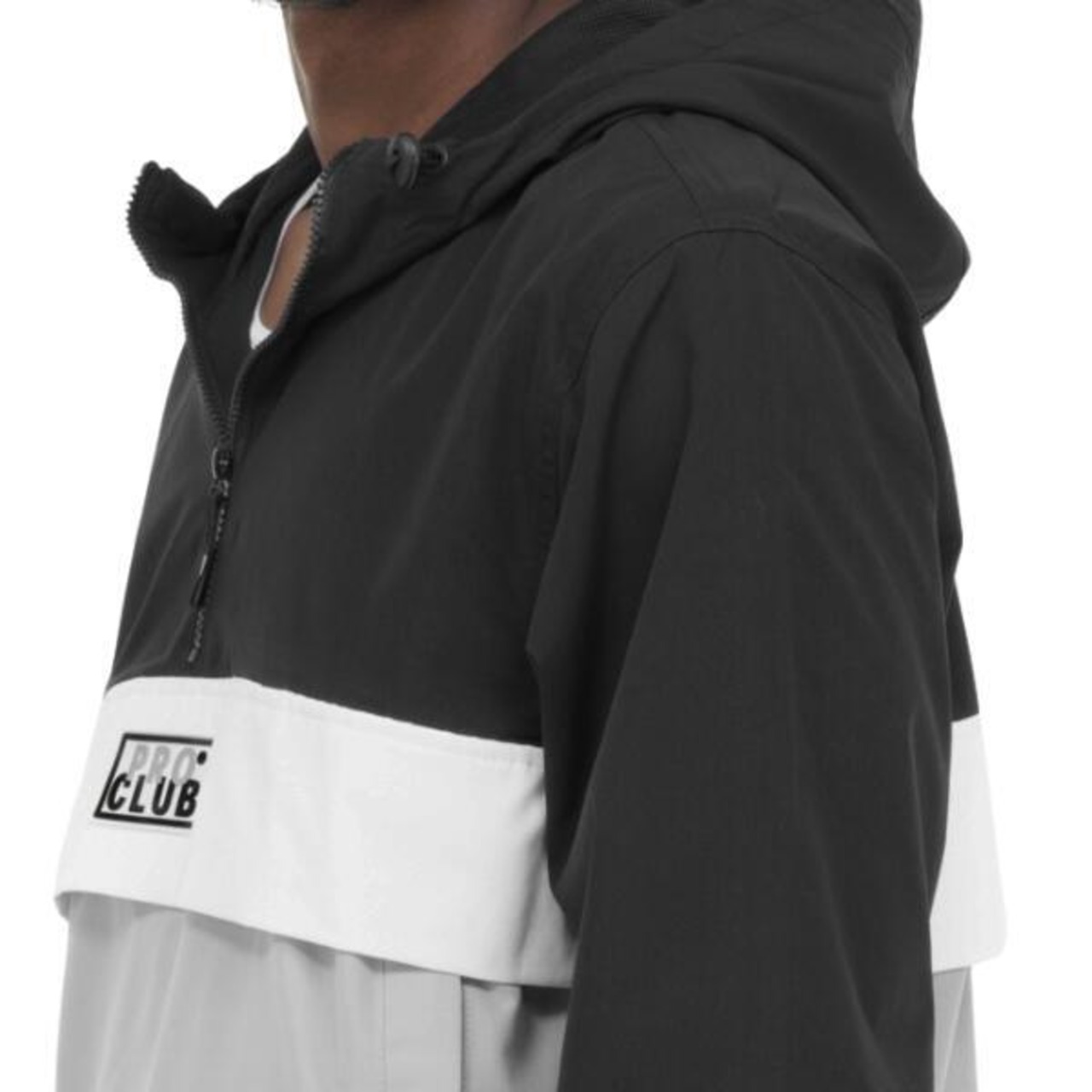 PRO CLUB「Nylon Hooded Pullover Anorak Jacket Black×Gray」 - 3