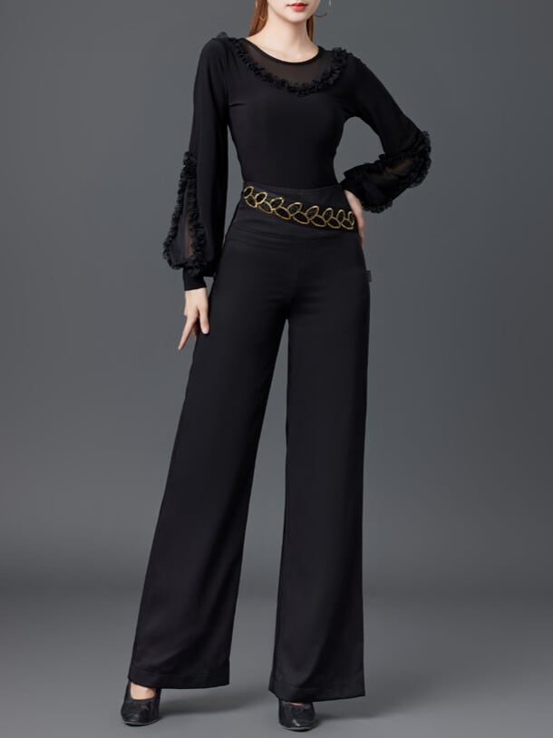 ハイウエスト ワイドレッグ フルレングス パンツ ds1051