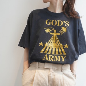 【571】ヴィンテージ Tシャツ GOD'S ARMY サイズXL USA ゴールド ヘリ ミリタリー