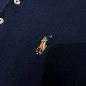 RALPH LAUREN ラルフローレン ワンポイント刺繍 ストレッチ 半袖 ポロシャツ M/165/92A /レディース/ネイビー/ゴルフ/スポーツ