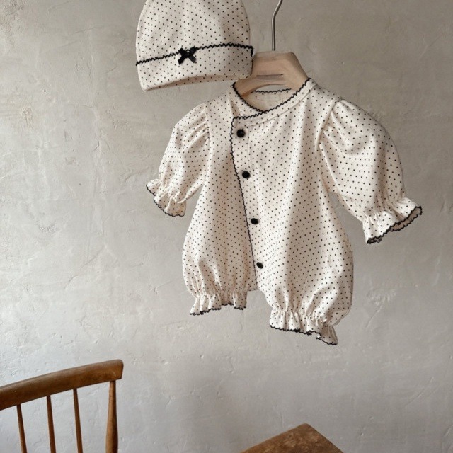 【BABY】柔らかドットロンパース
