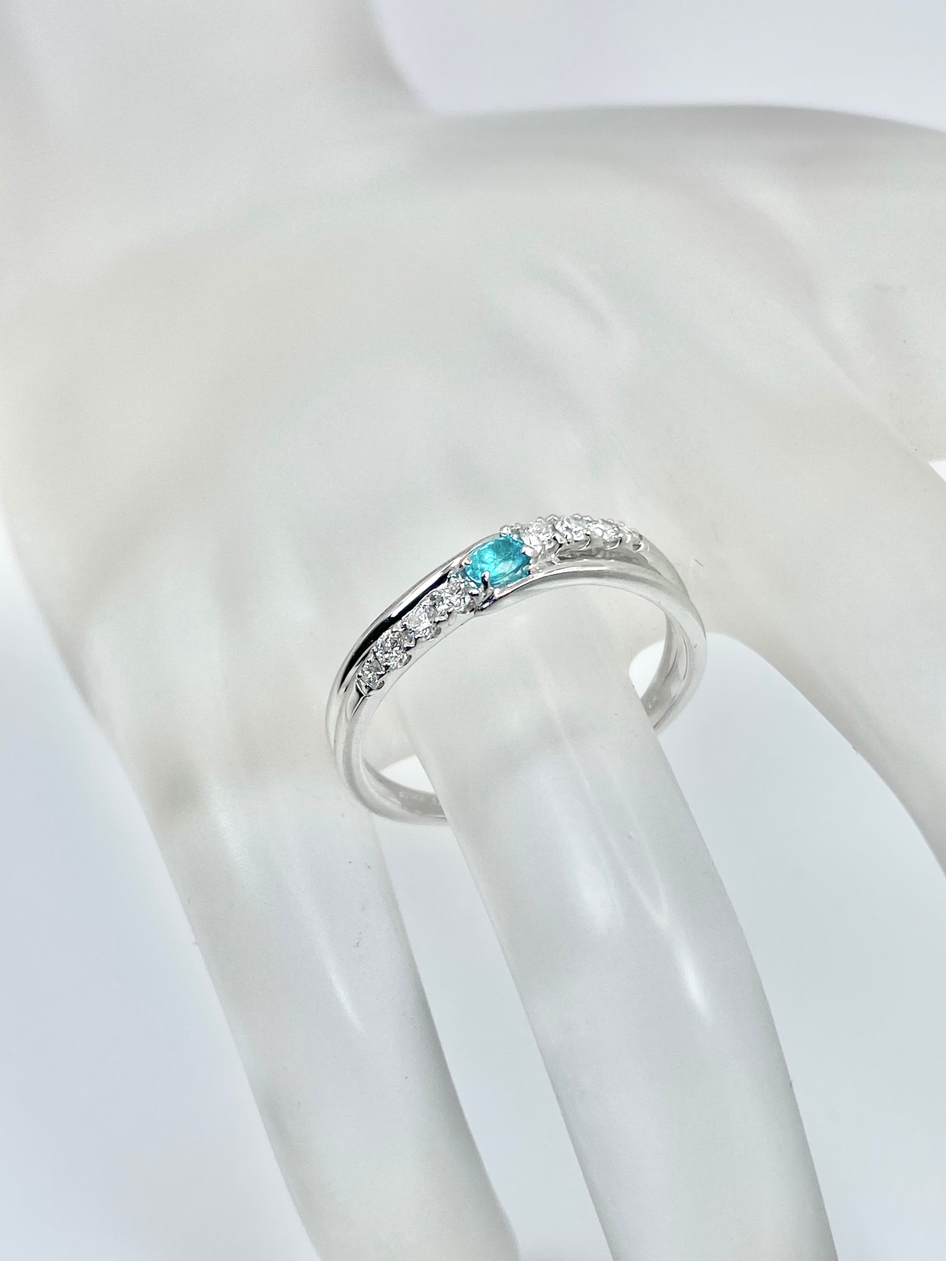 パライバトルマリン 0.08ct / ダイヤモンド 計0.14ct Pt900 リング 12