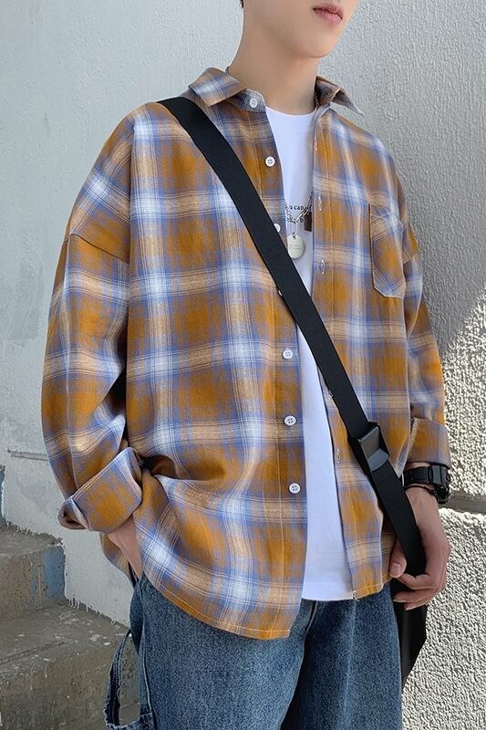 全2色 シャツ トップス チェック カジュアル 羽織 長袖