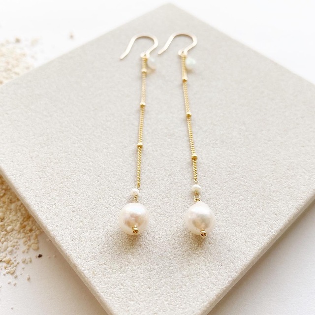 Akoya pearl long earrings