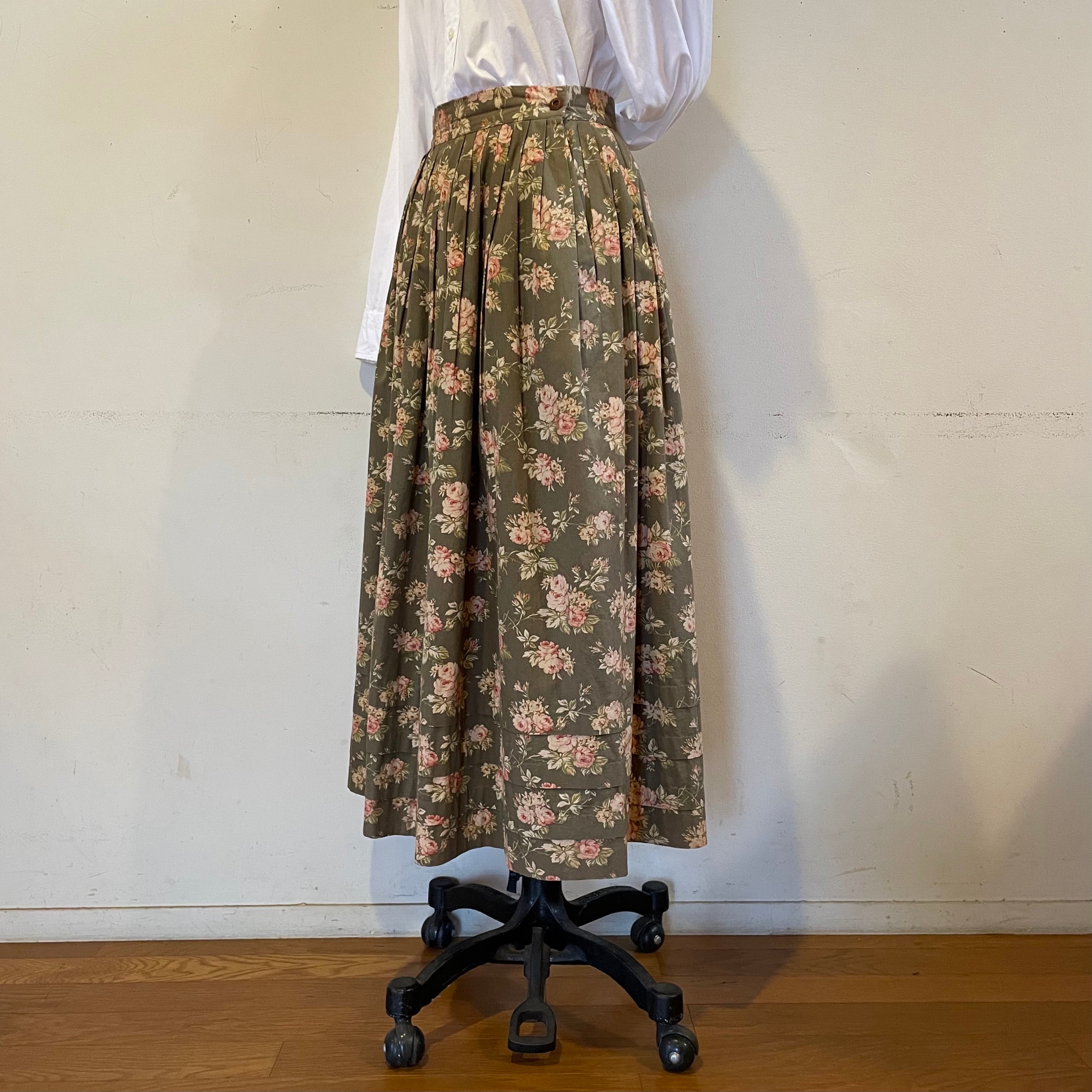 RALPH LAUREN COUNTRY 花柄プリーツロングスカート | bottomline RALPH LAUREN COUNTRY 花柄プリーツロングスカート | bottomline