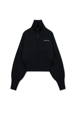 [Matin Kim] HIGH NECK EMBROIDERED LOGO ZIP UP FOR WOMEN IN BLACK 正規品 韓国ブランド 韓国通販 韓国代行 韓国ファッション マーティンキム matinkim 日本 店舗