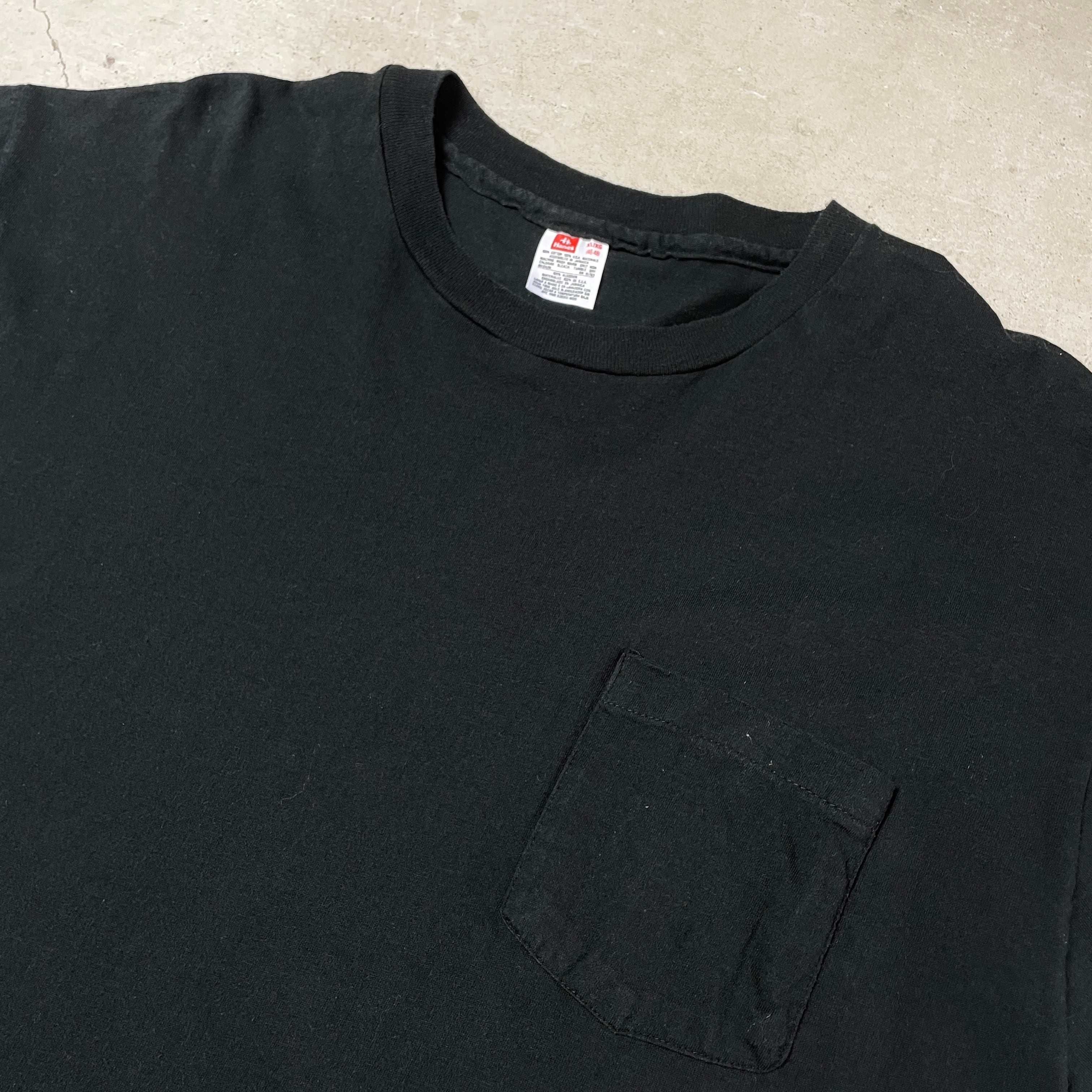 90年代 Hanes ヘインズ シングルステッチ 無地 ポケットTシャツ 