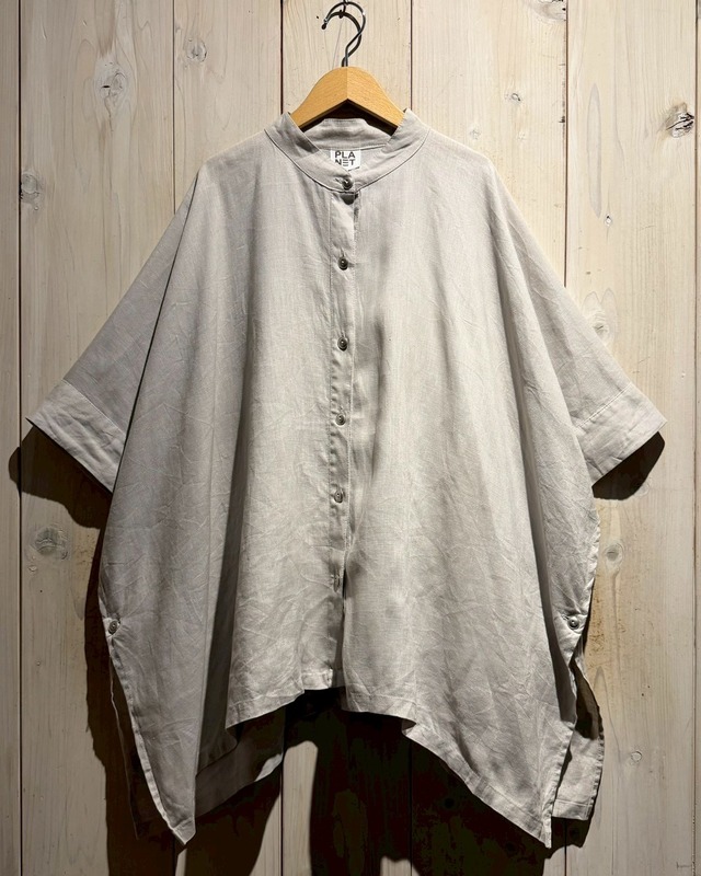 【a.k.a.C.a.k.a vintage】Poncho Type Vintage S/S Linen Shirt