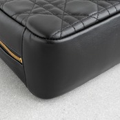 クリスチャンディオール カロ ポーチ カナージュ ラムスキン ブラック レザー