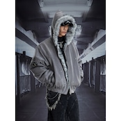 【暖かさUP】メタルクロス ファー中綿ジャケット T1977