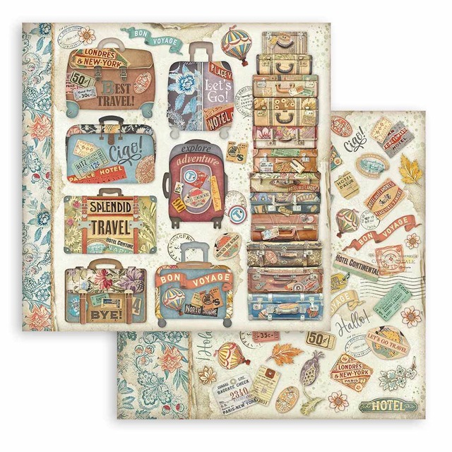Stamperia Scrapbooking Small Pad 8インチ Double Faced - Art of Travelling　両面デザインペーパーパッド10枚入り　SBBS120【Stamperia（スタンぺリア）】[ST-58p]