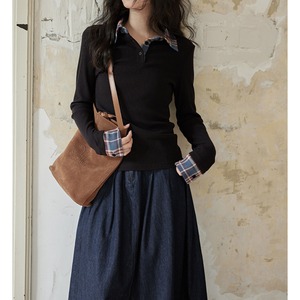 korean style black lapel t shirt