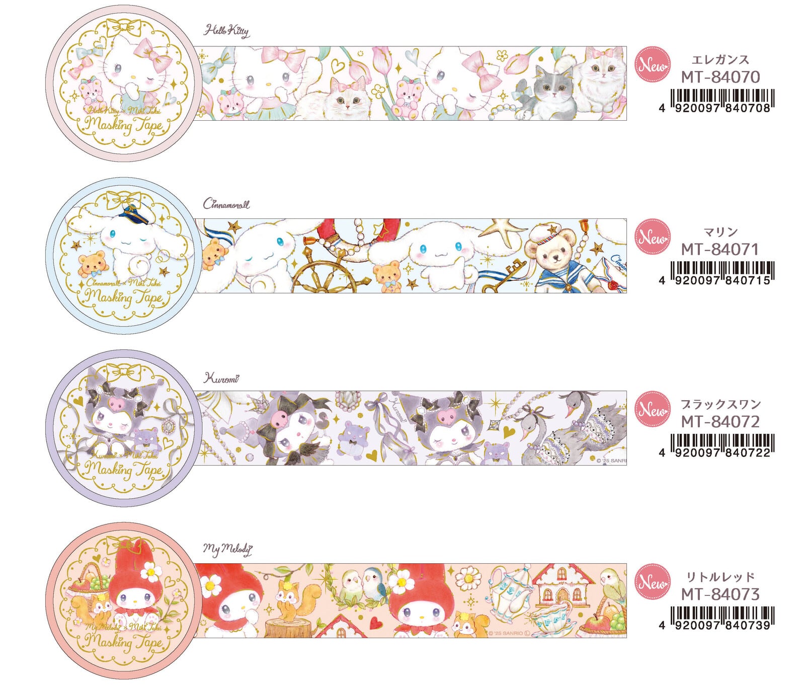 サンリオ×たけいみき 箔押し エレガンス・ハローキティ 18mmマステ