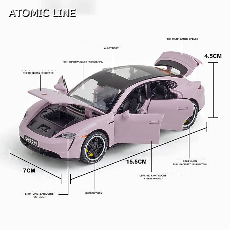 ポルシェ タイカン ダイキャスト ミニカー サウンド＆ライト 1/32 1:24ポルシェタイカンターボS合金ダイカストシミュレーションカー