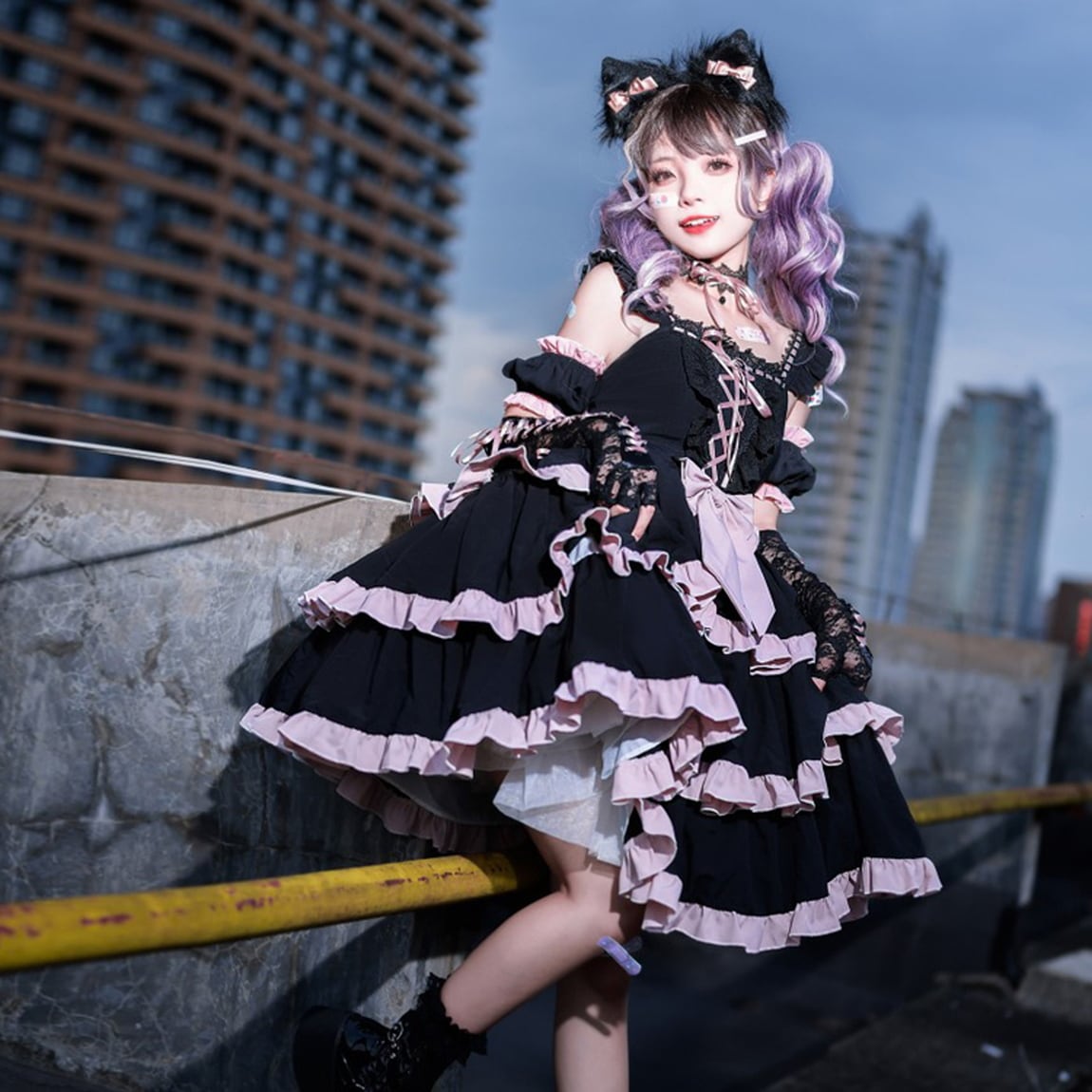 SEASONZ ドレス JSK ジャンパースカート レースアップ フリル ロリィタ ビジュアル系 地雷系 バンギャ コンカフェ イベント ゆめかわ