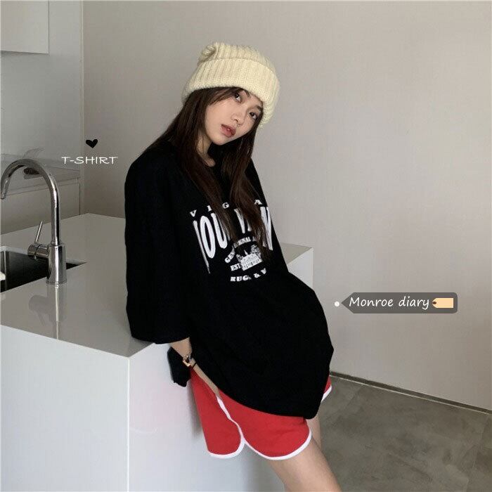 ブラックプリントTシャツ サマールーズ 夏物 モンロー91063475625