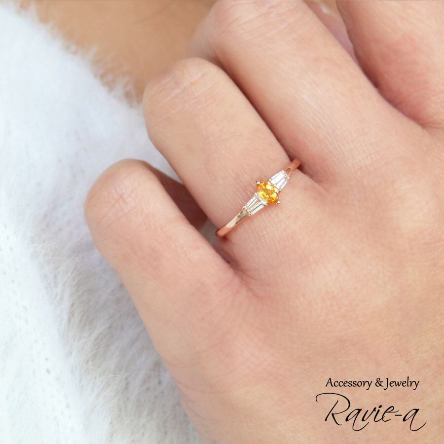 イエローサファイア 指輪 マーキス ダイヤモンド K10 | Ravie-a
