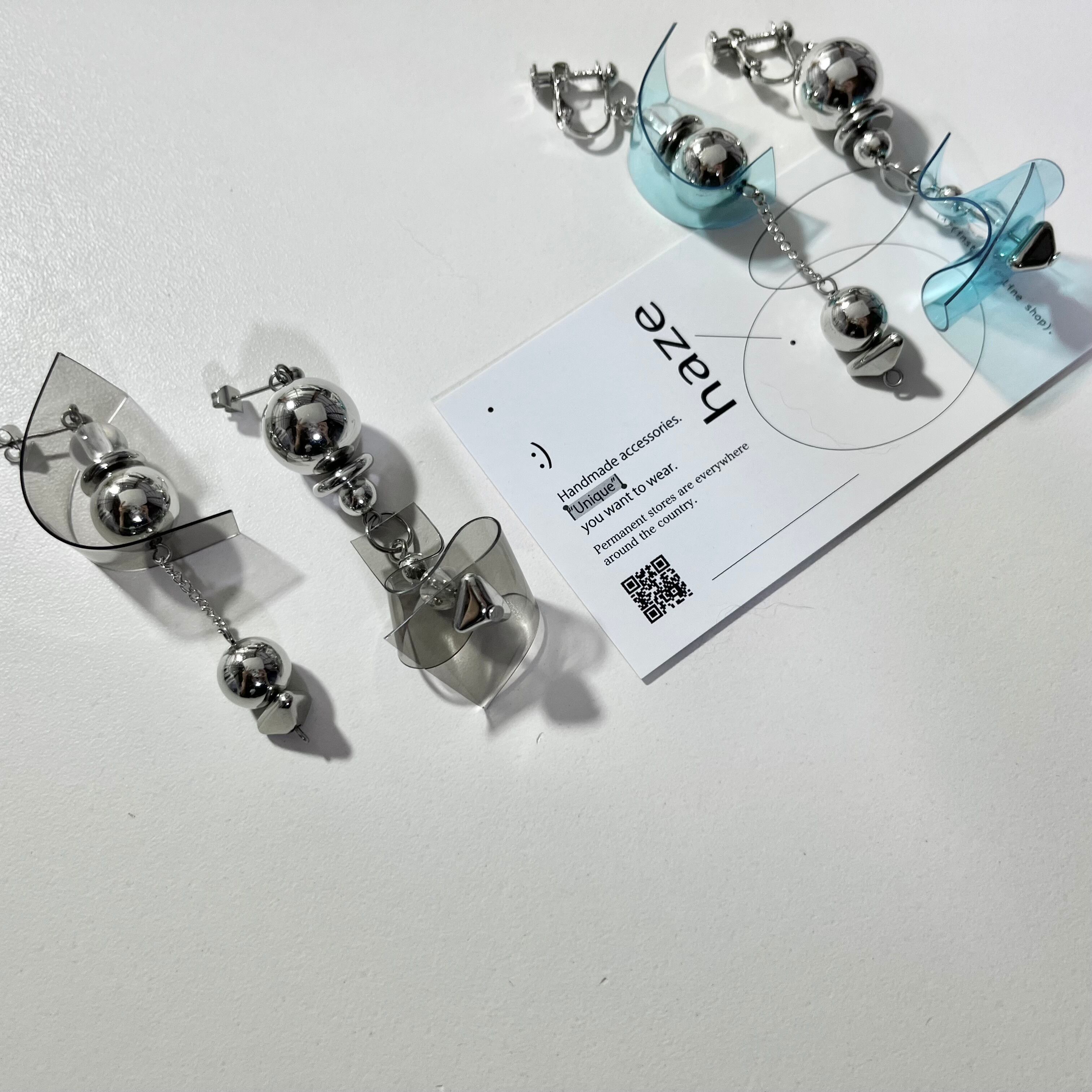 Black) PVC ◯ chain & mini coin ピアス/イヤリング | h a z e