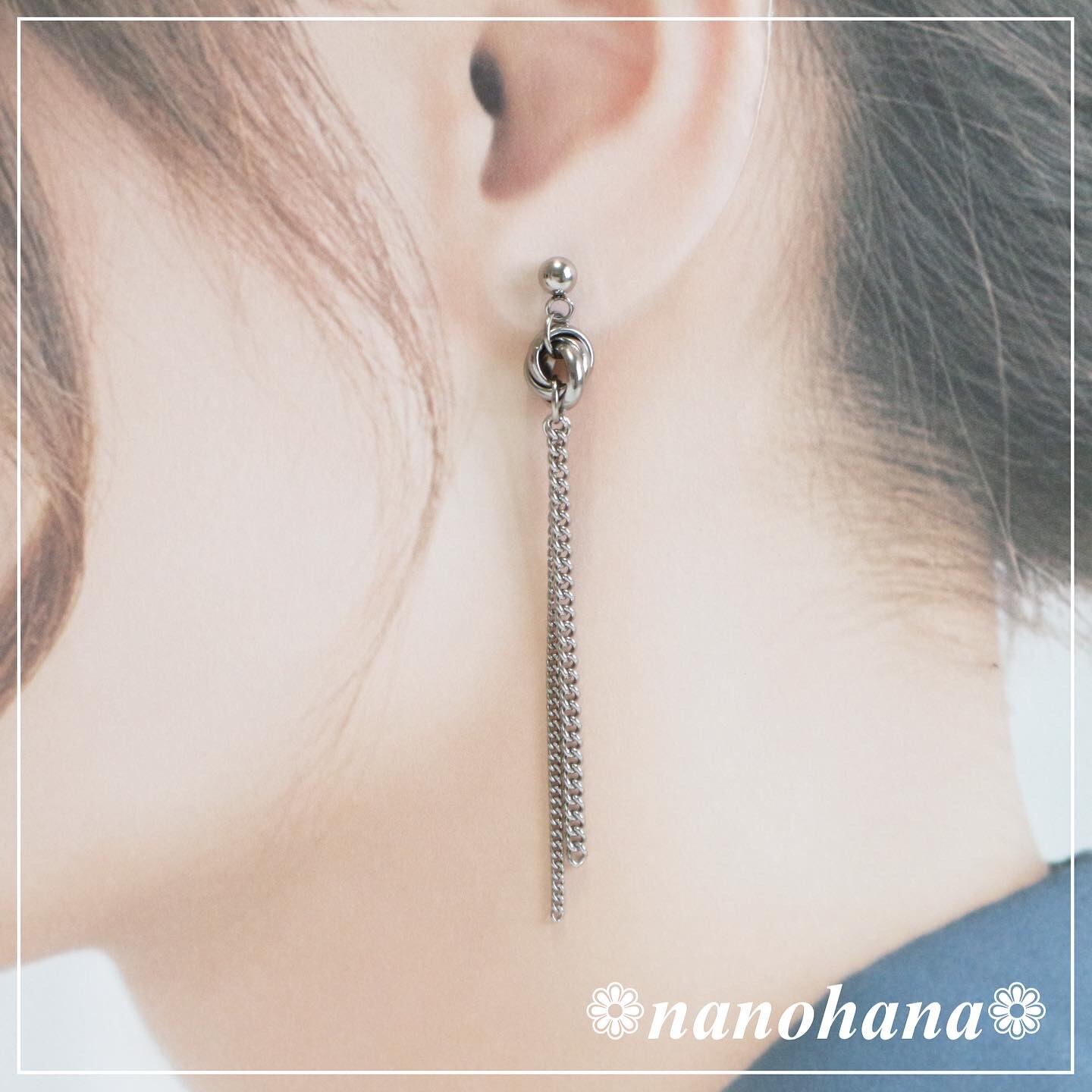 3連デザインリング&チェーンピアス・シルバー》508オールサージカル