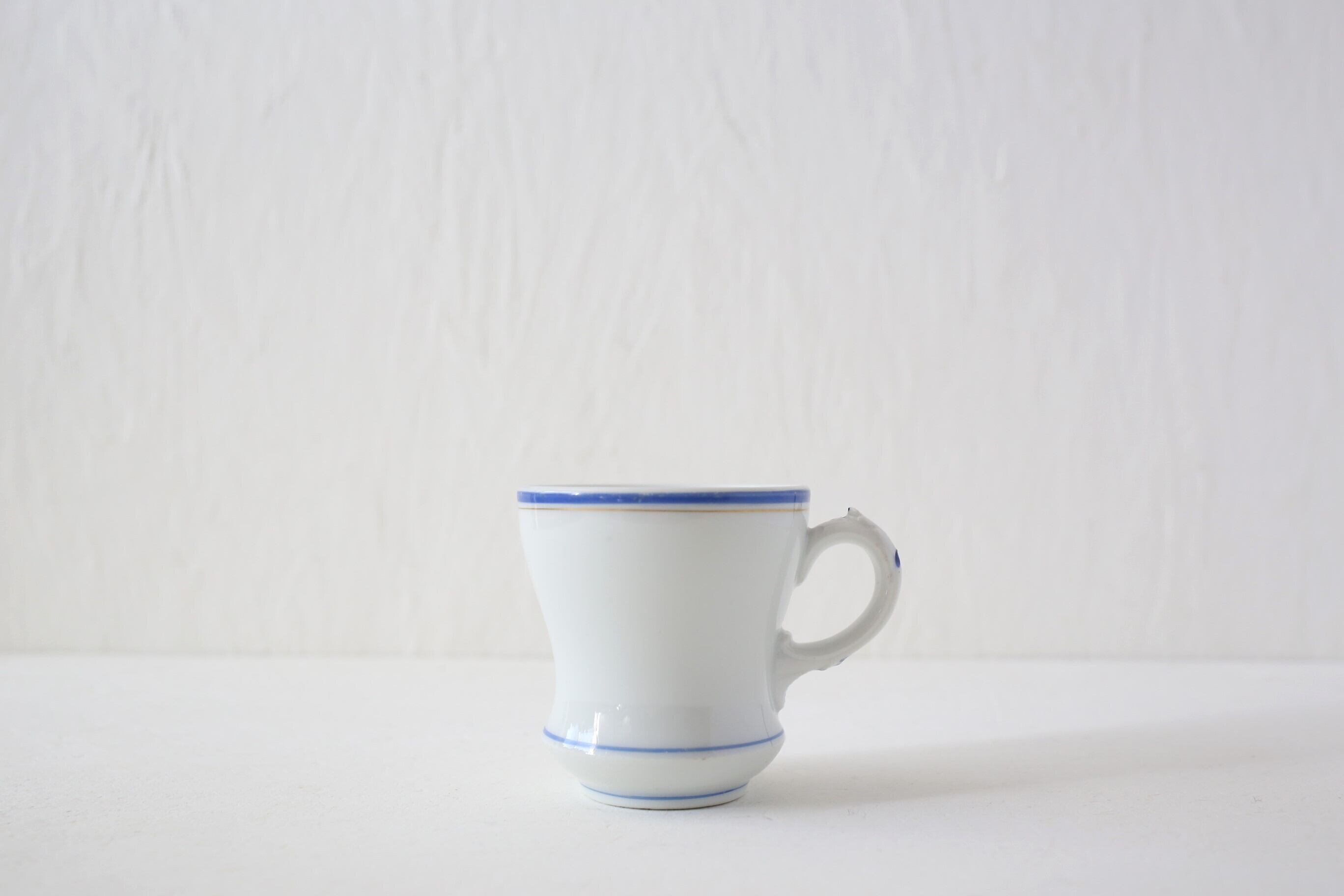 フランス アンティーク ブリュロ brûlot 小ぶり ブルー×ゴールドライン N-04958a