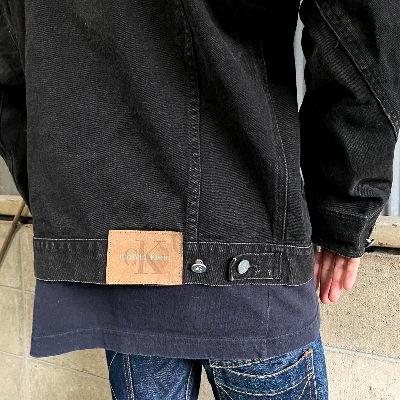 90s 00s old Calvin Klein Half Coat Black