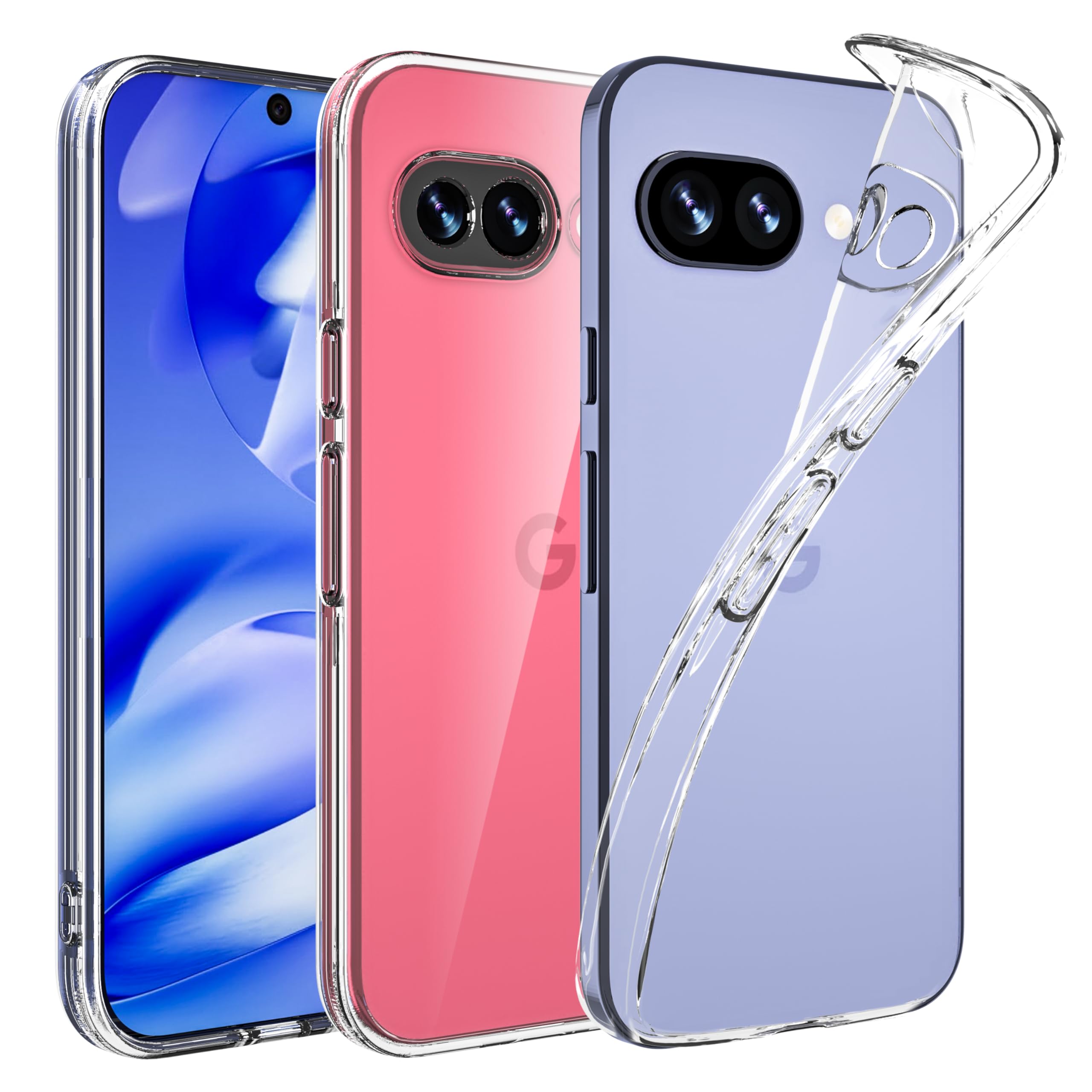 Google Pixel 9a 用 ケース クリア 薄型 ドイツバイエル製TPU素材 超耐衝撃 全透明 黄変防止 レンズ保護 指紋防止 「ストラップホール付き」 ピクセル9a 用カバー クリスタル・クリア