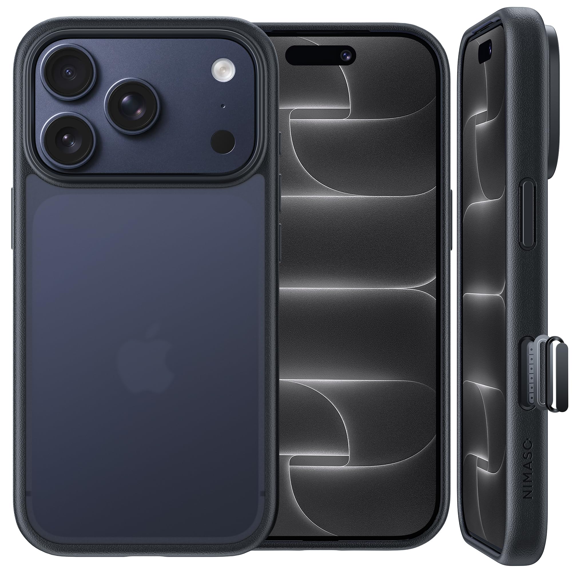 NIMASO iPhone 18 Pro / 17 Pro 用 ケース 半透明 マット仕上げ 耐衝撃 指紋防止 (6.3インチ) フロストブラック