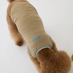 【予約】[ GOPE ] Stretch Mesh Sleeveless｜BEIGE × AQUA BLUE