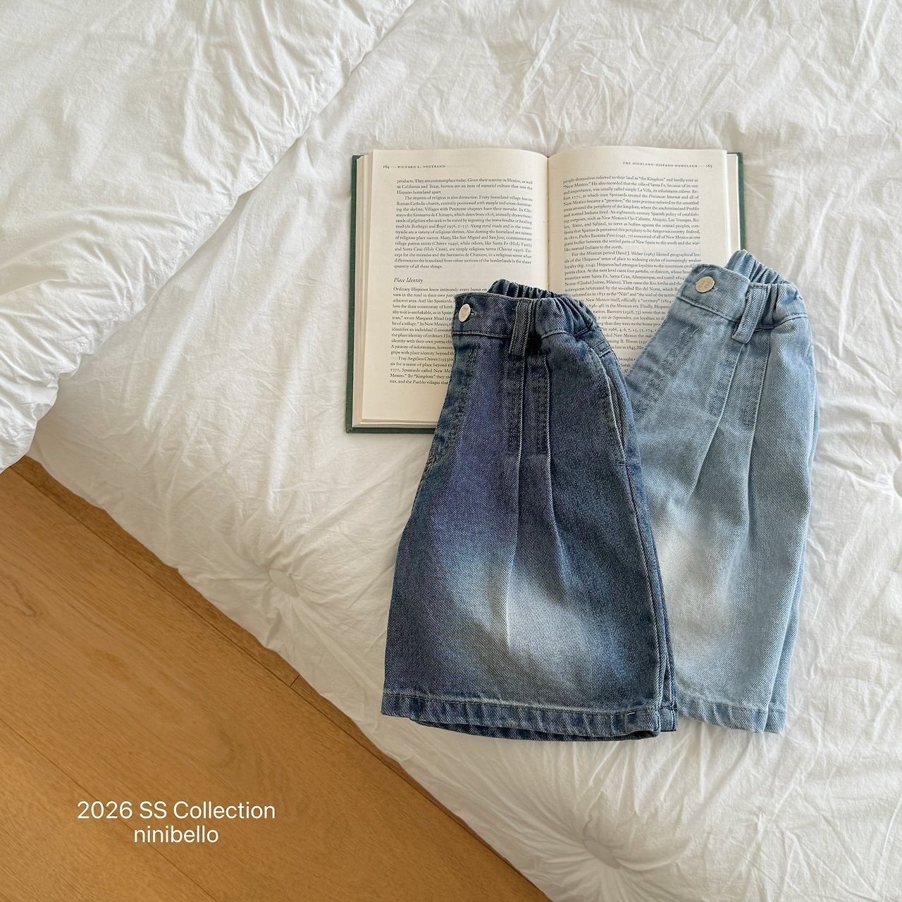 [ninibello] 225 Bermuda Pintuck Denim Pants +fee2 / [니니벨로] 225버뮤다핀턱데님팬츠