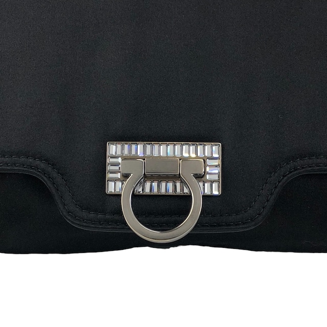 Salvatore Ferragamo サルヴァトーレ フェラガモ ショルダーバッグ ブラック ガンチーニ ナイロン ビジュー vintage ヴィンテージ オールド 5bhg4h