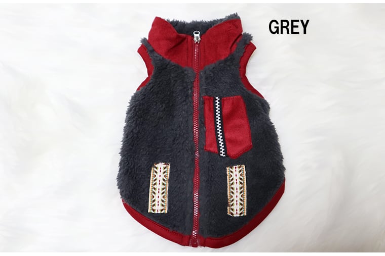 【SALE】もこもこフリースベスト S 〜 XL 4color  /  犬服 犬 VEST 袖なし ファスナー 冬 犬の服 アウター 暖かい 小型犬 中型犬 ドッグウェア