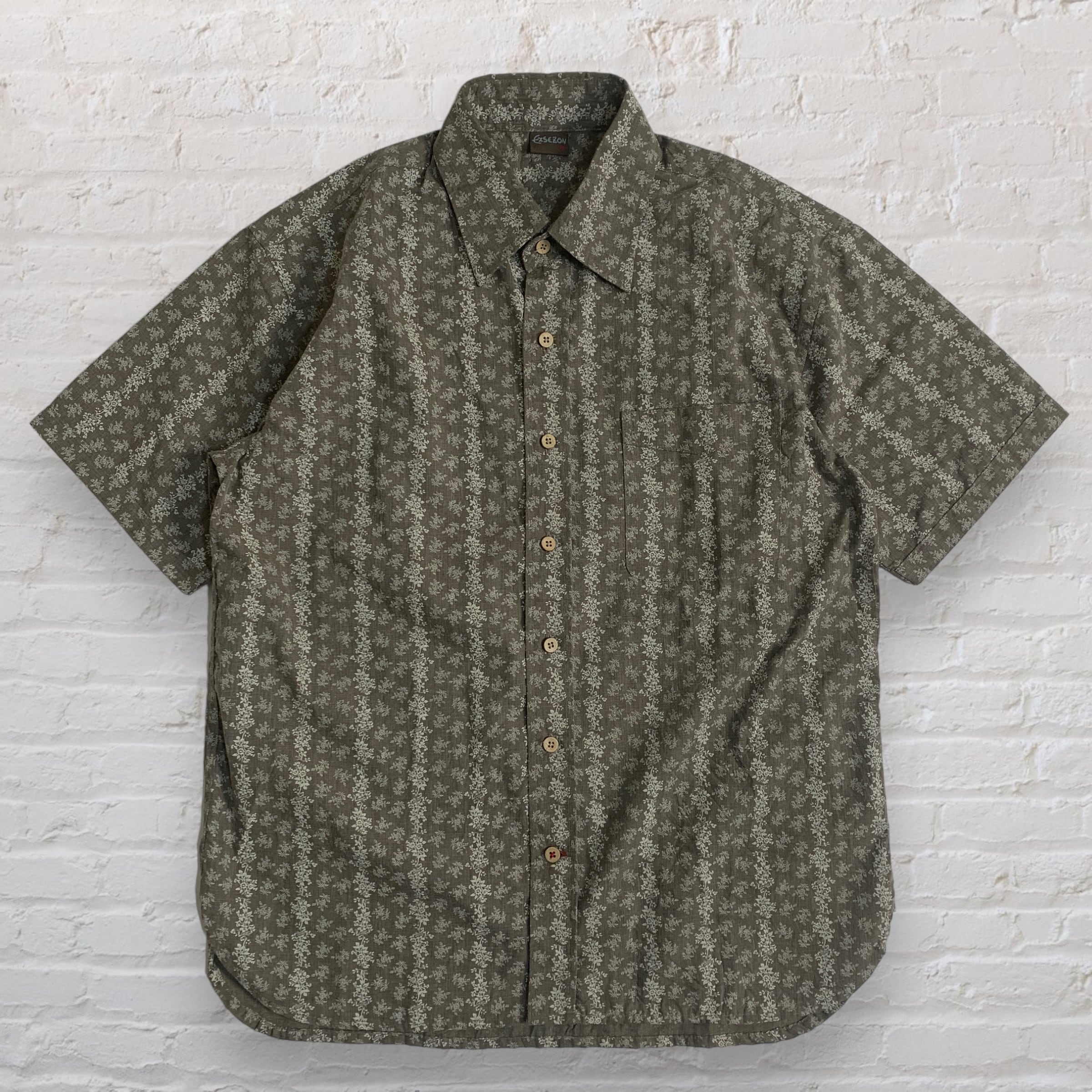 EXSEZON】vinatage full patterned S/S shirt ヴィンテージ 総柄シャツ