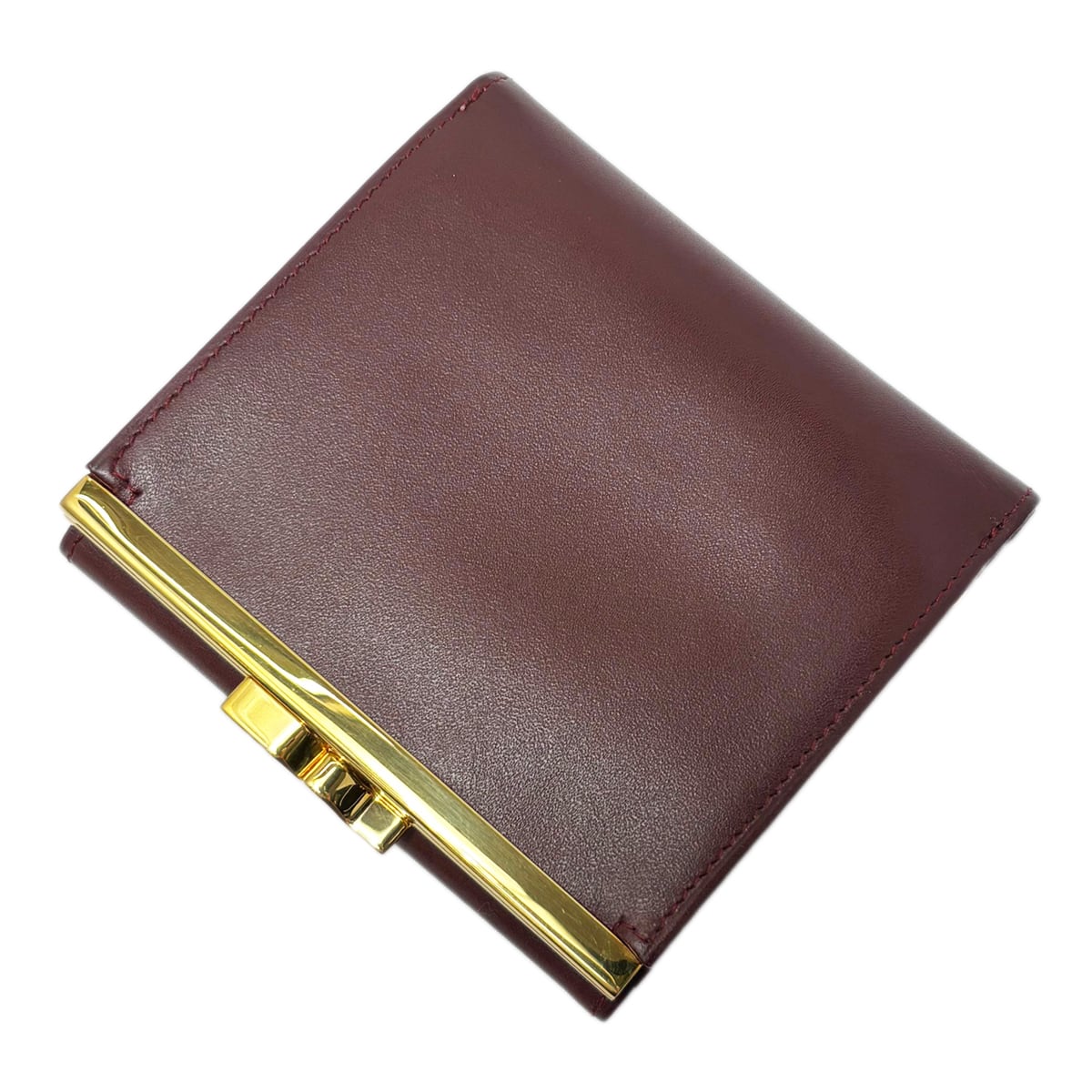 中古】 カルティエ マストドゥカルティエ がま口 財布 ボルドー