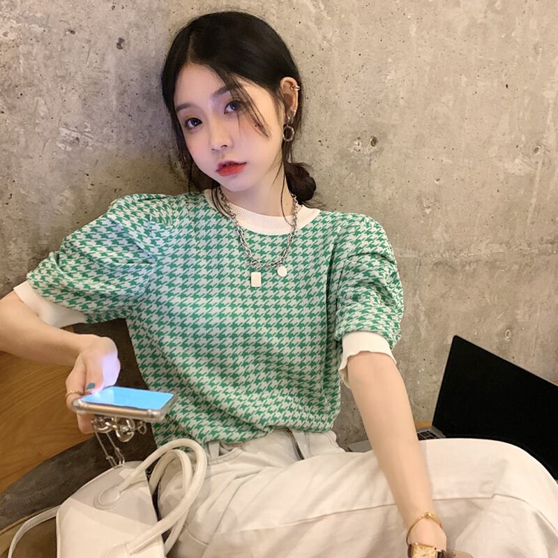 ニットショートスリーブTシャツ サマートップス 夏物 試着室14097572852