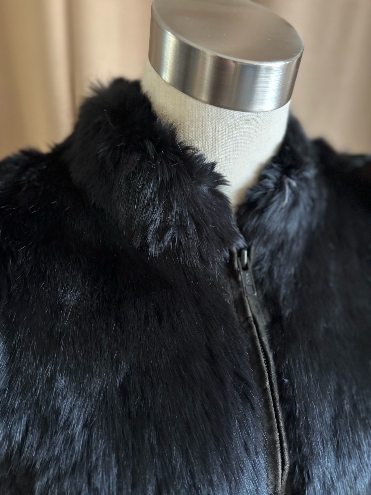 mode black rabbit fur vest-4532-2