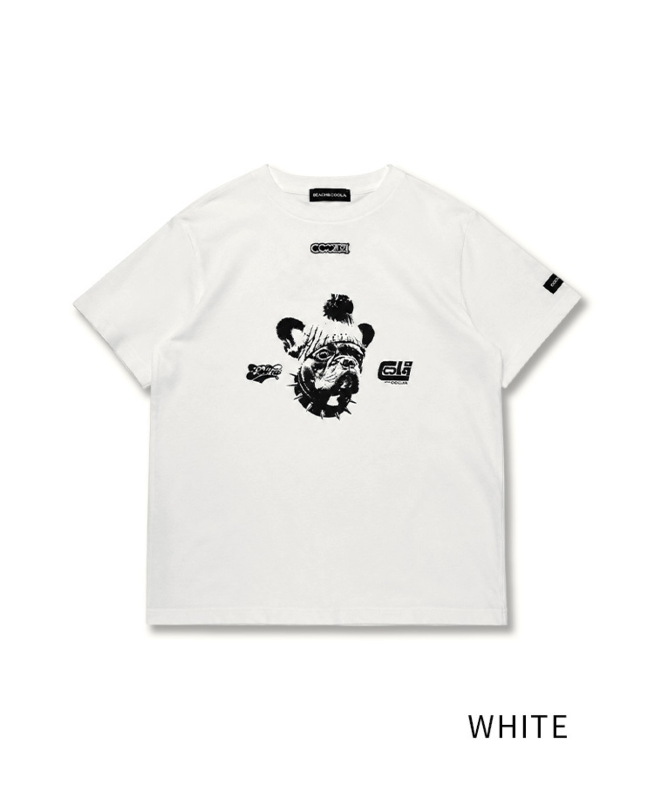 COOLAブルドッグプリントベーシックTシャツ (WHITE)　CQ-49004