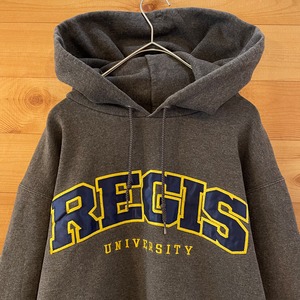 【champion】カレッジ レジス大学 REGIS UNIVERSITY スウェット パーカー フーディー 刺繍ロゴ  S チャンピオン US古着