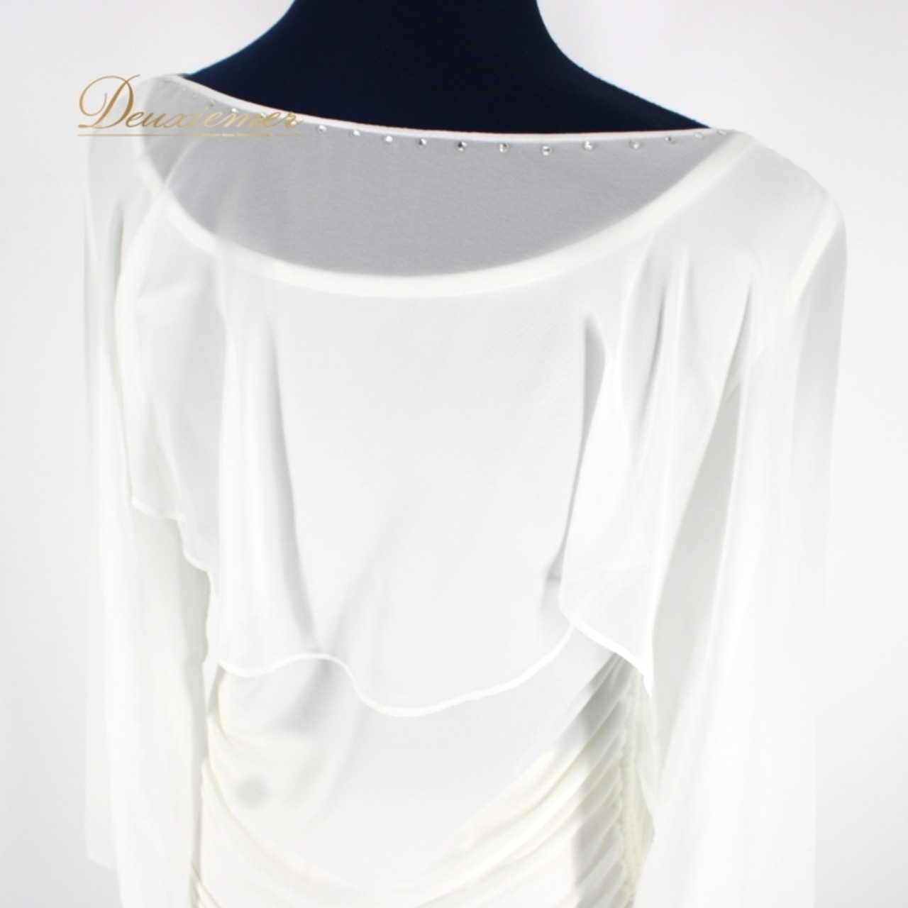 社交ダンス 衣装 スタンダード 上下セット ツーピース パーティ衣装 女性用 オールシーズン Create-Sun クリエイトサン ホワイト系 白 薄手 伸縮性あり ウエストゴム 清潔感 オールホワイト 上品 モダン スタイリッシュ フォーマル カジュアル 結婚式 踊りやすい レディース 流れるようなデザイン 軽やか 体型カバー