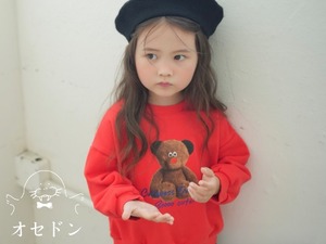 【Butter cup】ビッグベアスウェット 80〜110cm レッド 241020