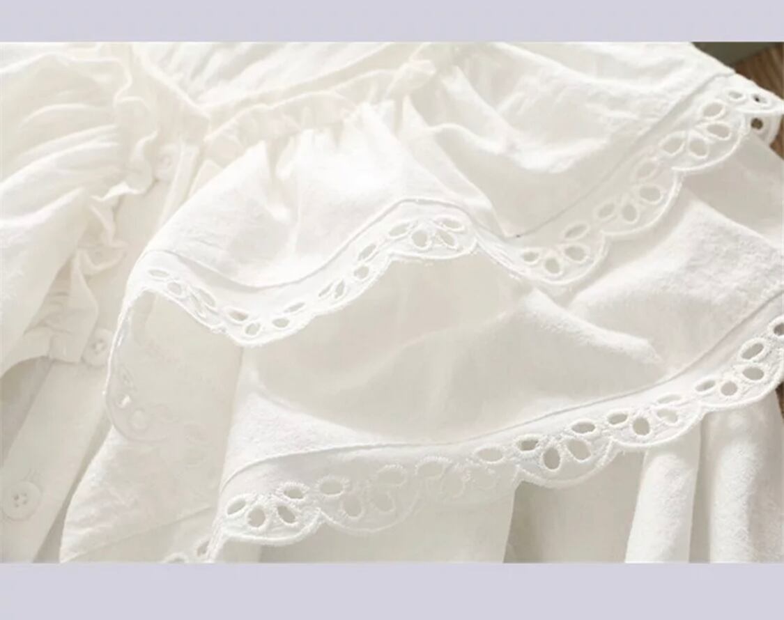 フリルカラーブラウス》》》》》キッズ 海外子供服 レース トレンド お出かけ ガール